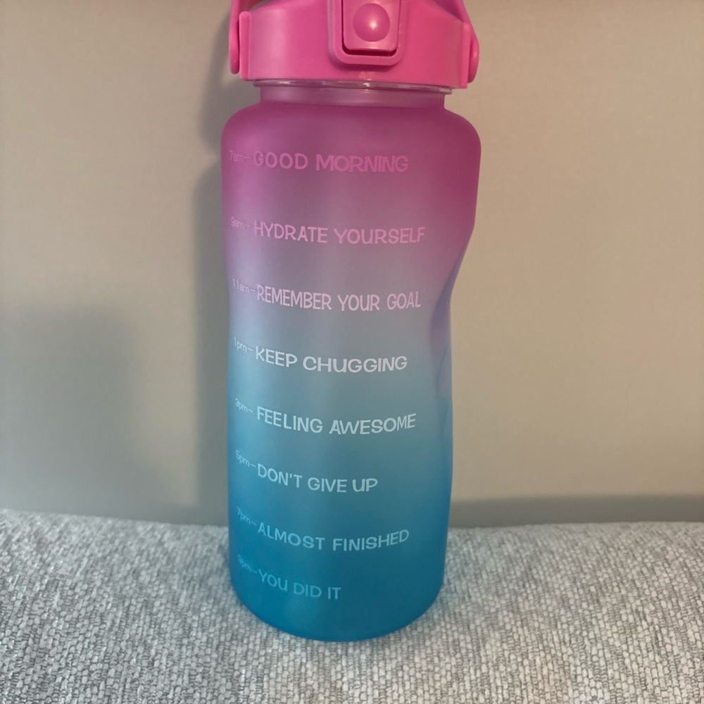 Gradient Pink and Blue Motivational Water Bottle
